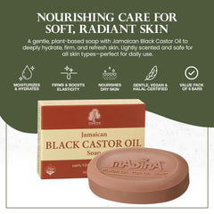 Madina Jamaican Black Castor Oil Soap Bar close-up shows rich lather and moisture.