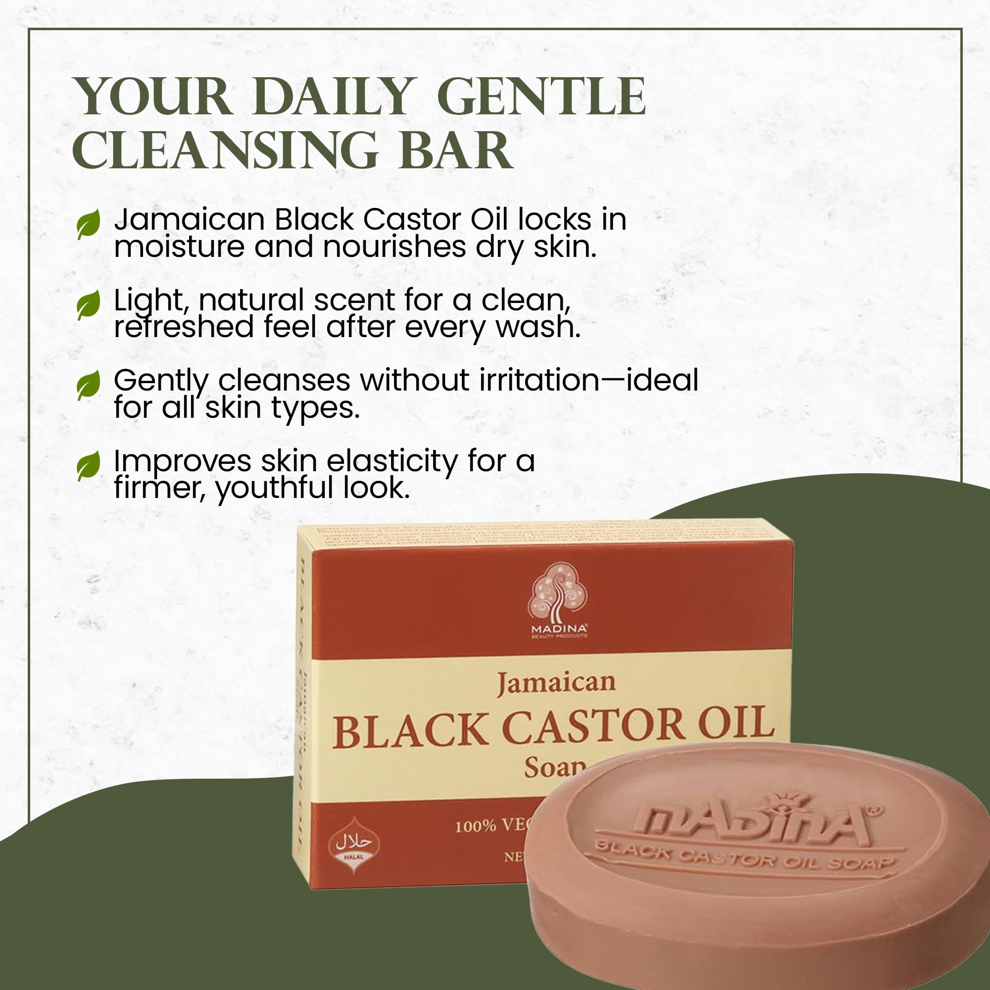 Madina Jamaican Black Castor Oil Soap Bar lather demonstrates gentle cleansing for sensitive skin.