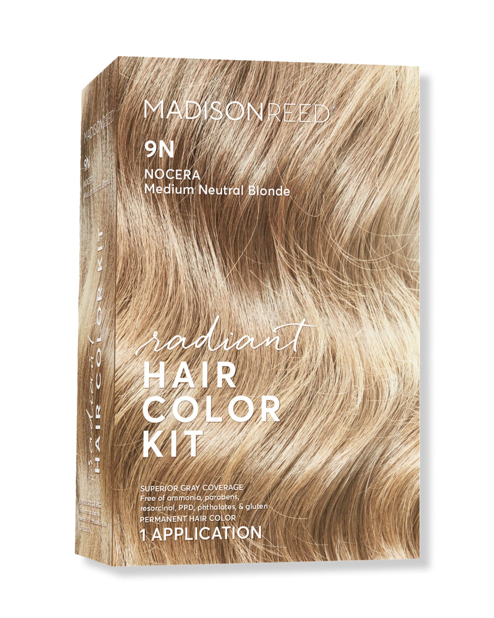 Madison Reed 9N bottle shows natural neutral blonde shade for subtle gray blending.