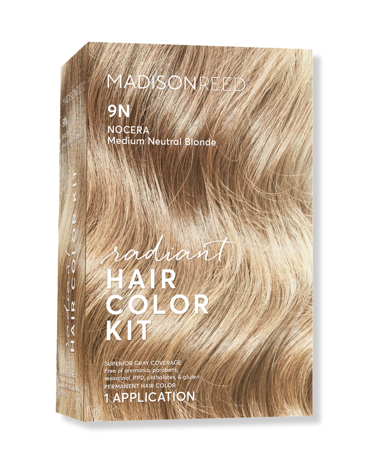 Madison Reed 9N bottle shows natural neutral blonde shade for subtle gray blending.