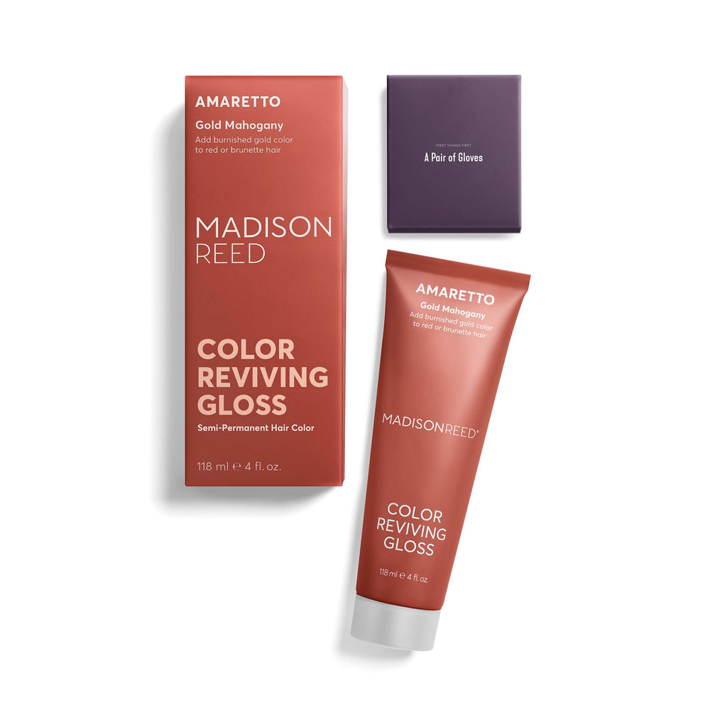 Amaretto shade adds warm brunette bronze caramel glow.