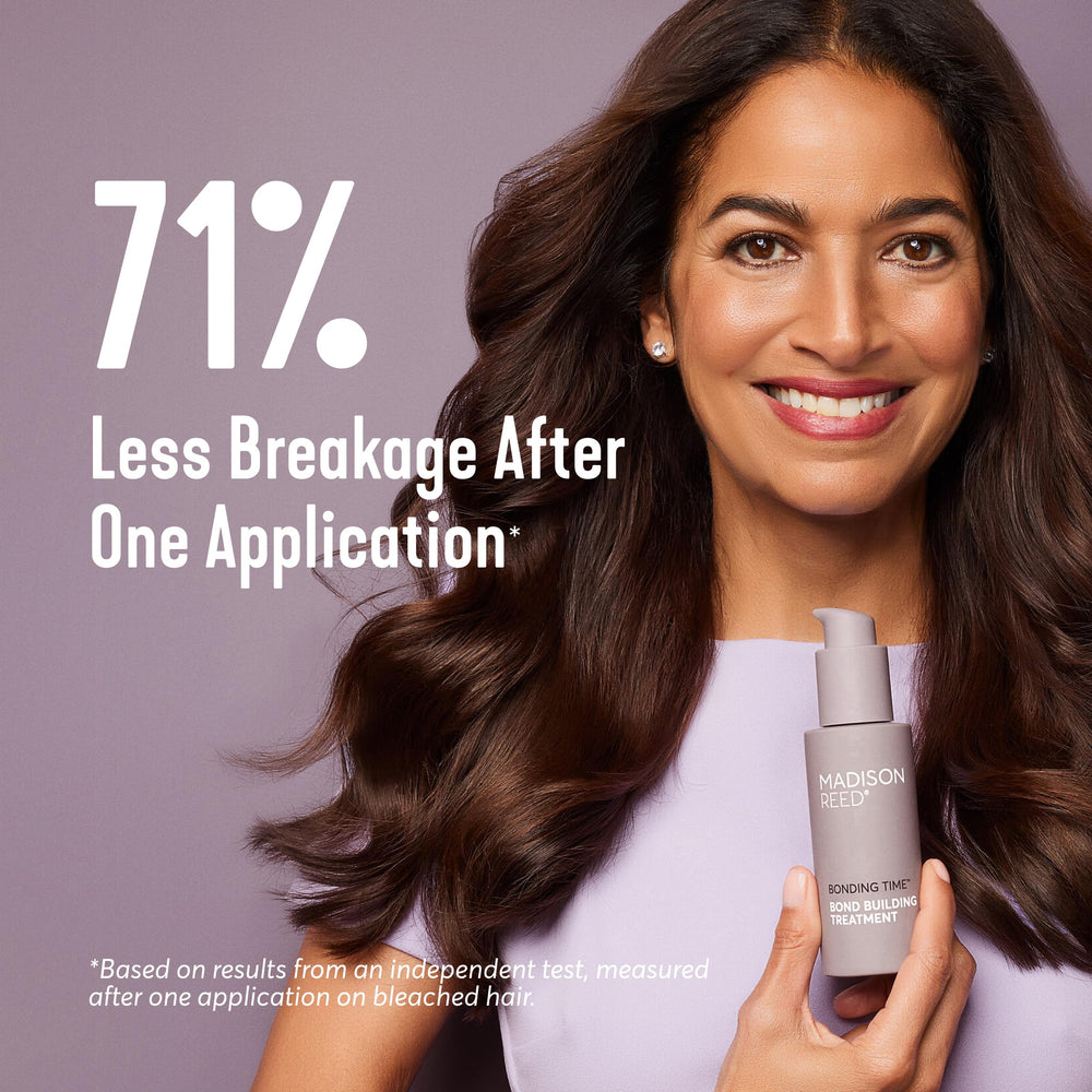 Madison Reed Bonding Time Serum application hands shows easy leave-in usage for strengthened strands