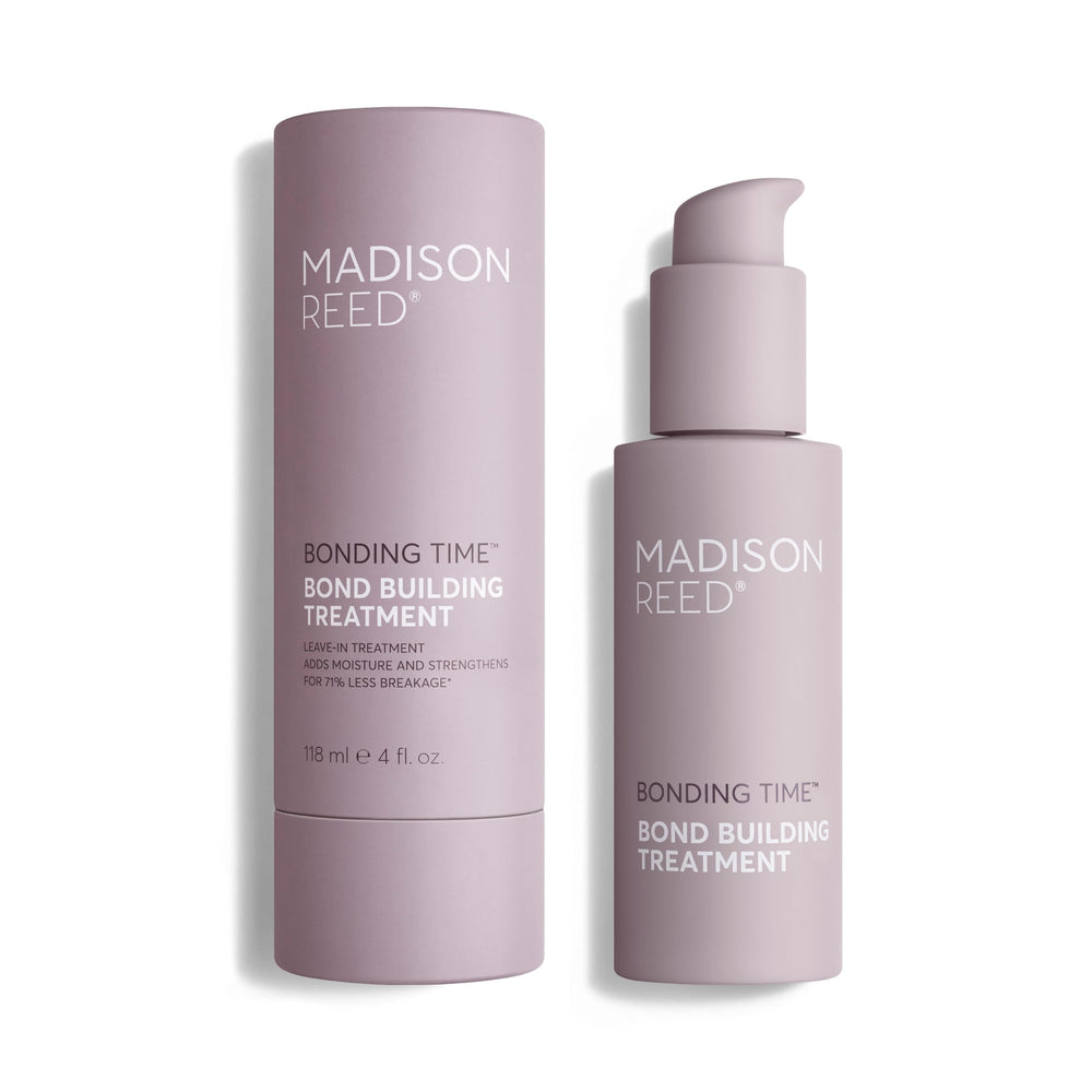 Madison Reed Bonding Time Serum bottle on vanity highlights color protection and professional-strength care