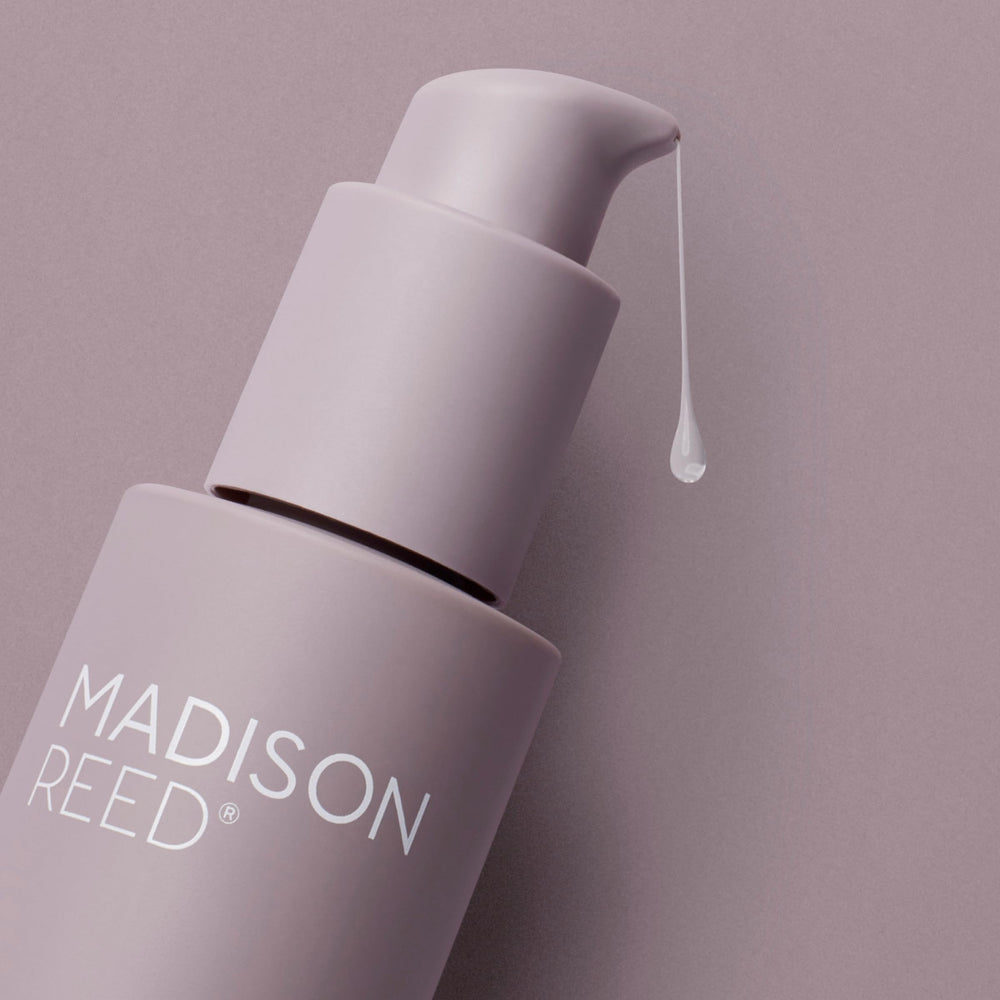 Madison Reed Bonding Time Serum dispensing pump shows controlled application while protecting color