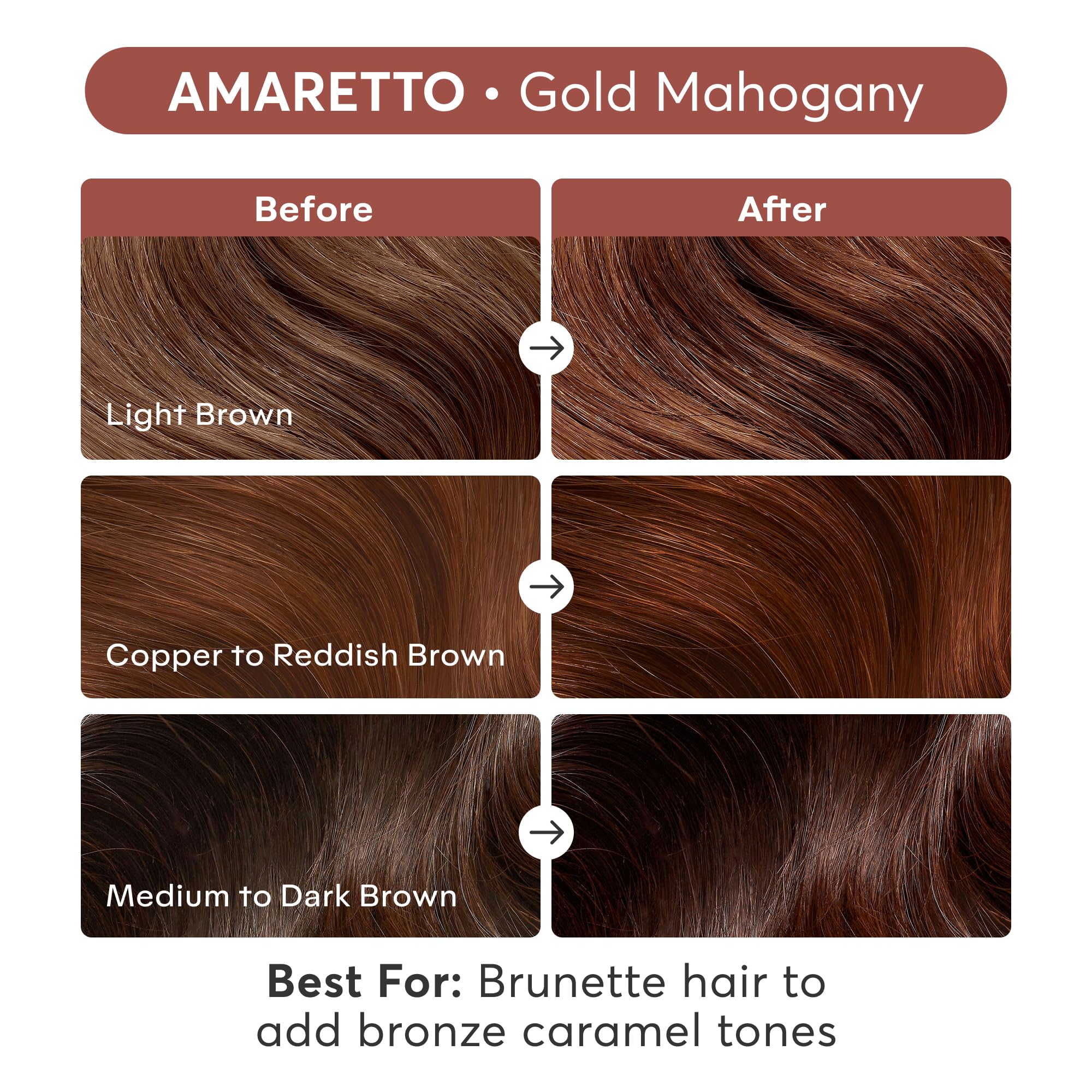 Brunette gloss after application showing lasting shine and dimension.