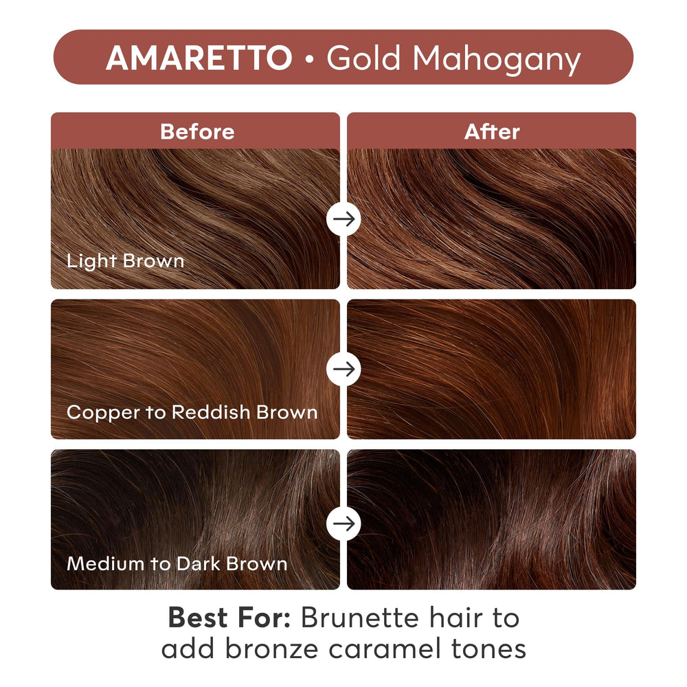 Brunette gloss after application showing lasting shine and dimension.