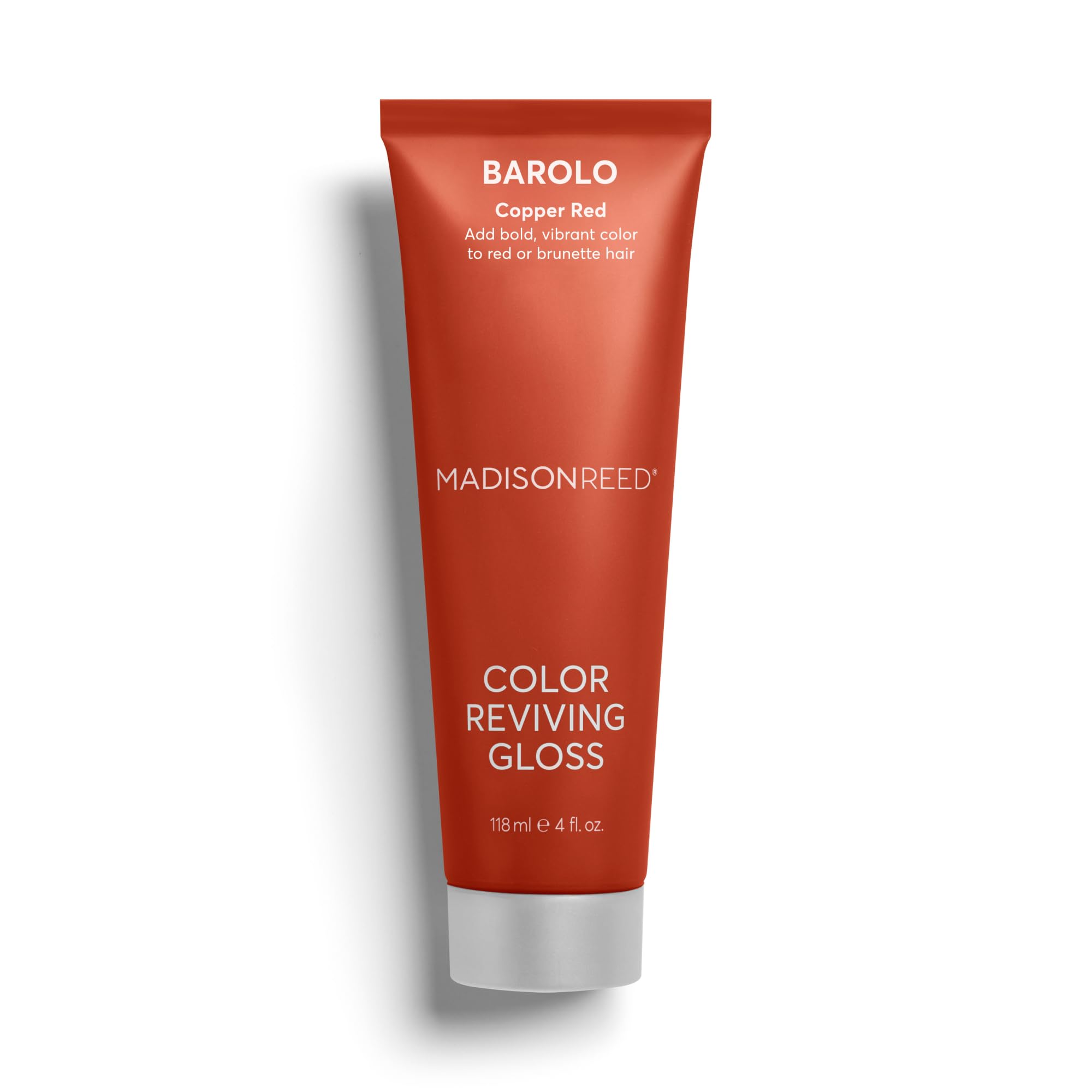 Madison Reed Color Reviving Gloss Barolo bottle shows rich red shade for renewed tone.