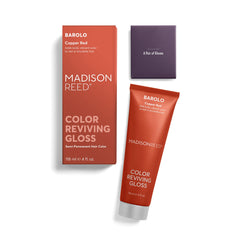 Madison Reed Color Reviving Gloss Barolo applied to hair mid-lengths for glossy color.