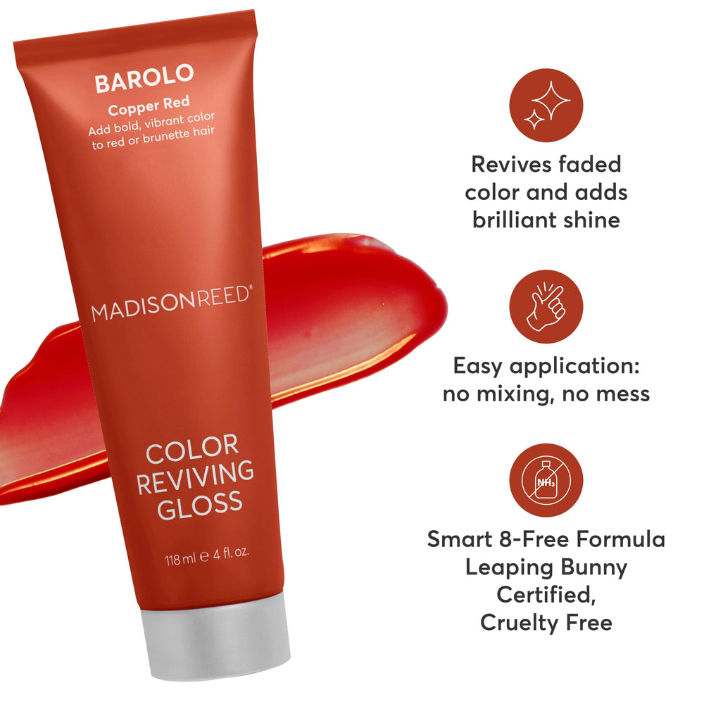 Madison Reed Color Reviving Gloss Barolo root-to-end application demonstration.