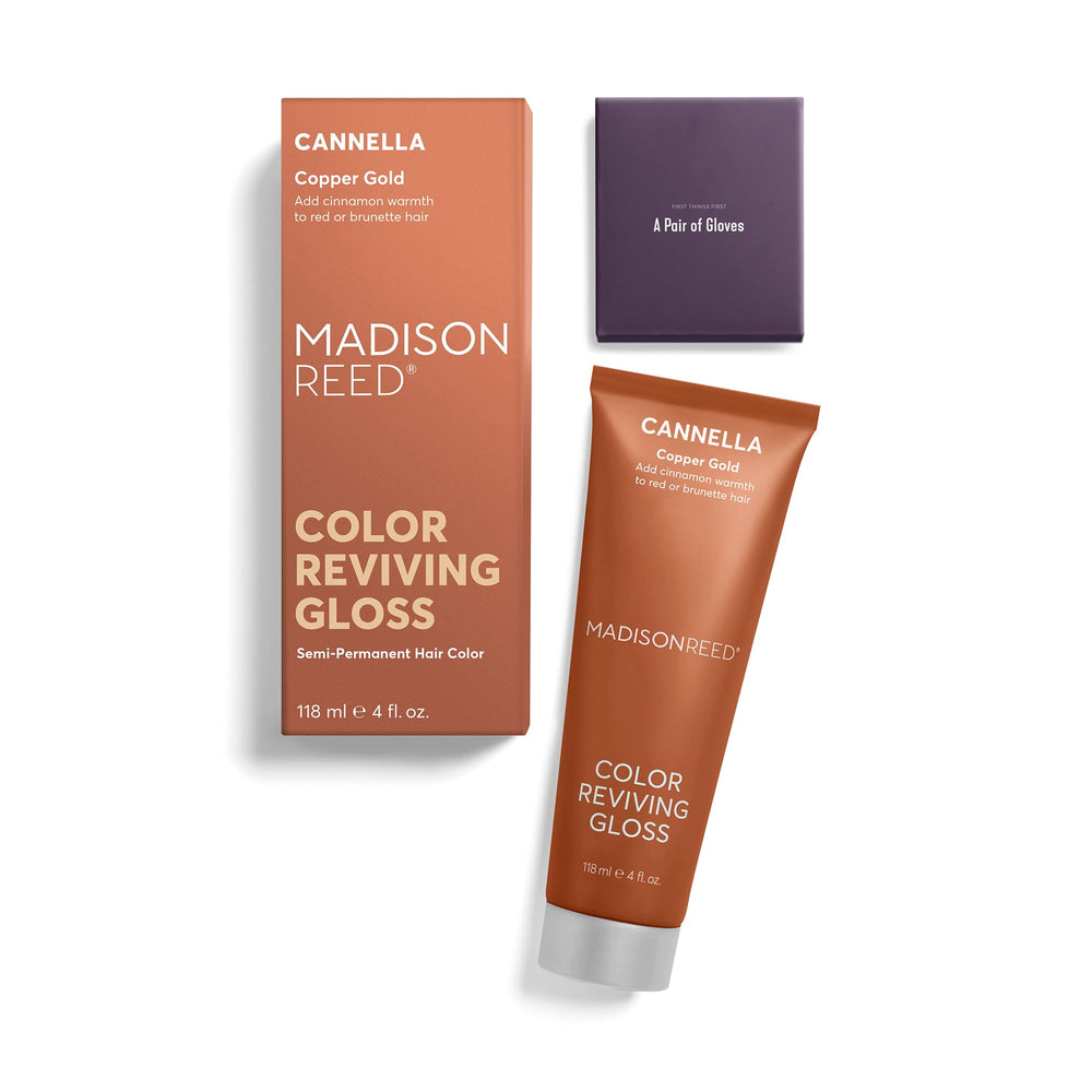Product packaging highlighting Cannella shade and semi-permanent formula.