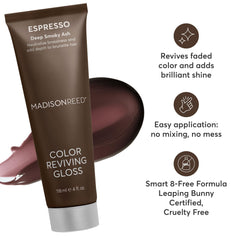 Madison Reed Color Reviving Gloss Espresso swatches preview cooler brunette shade