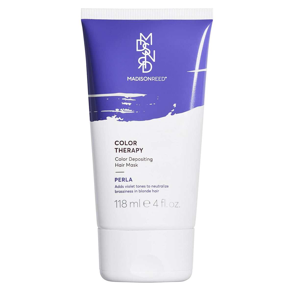 Madison Reed Color Therapy Perla bottle close-up showing violet tones for brass neutralization