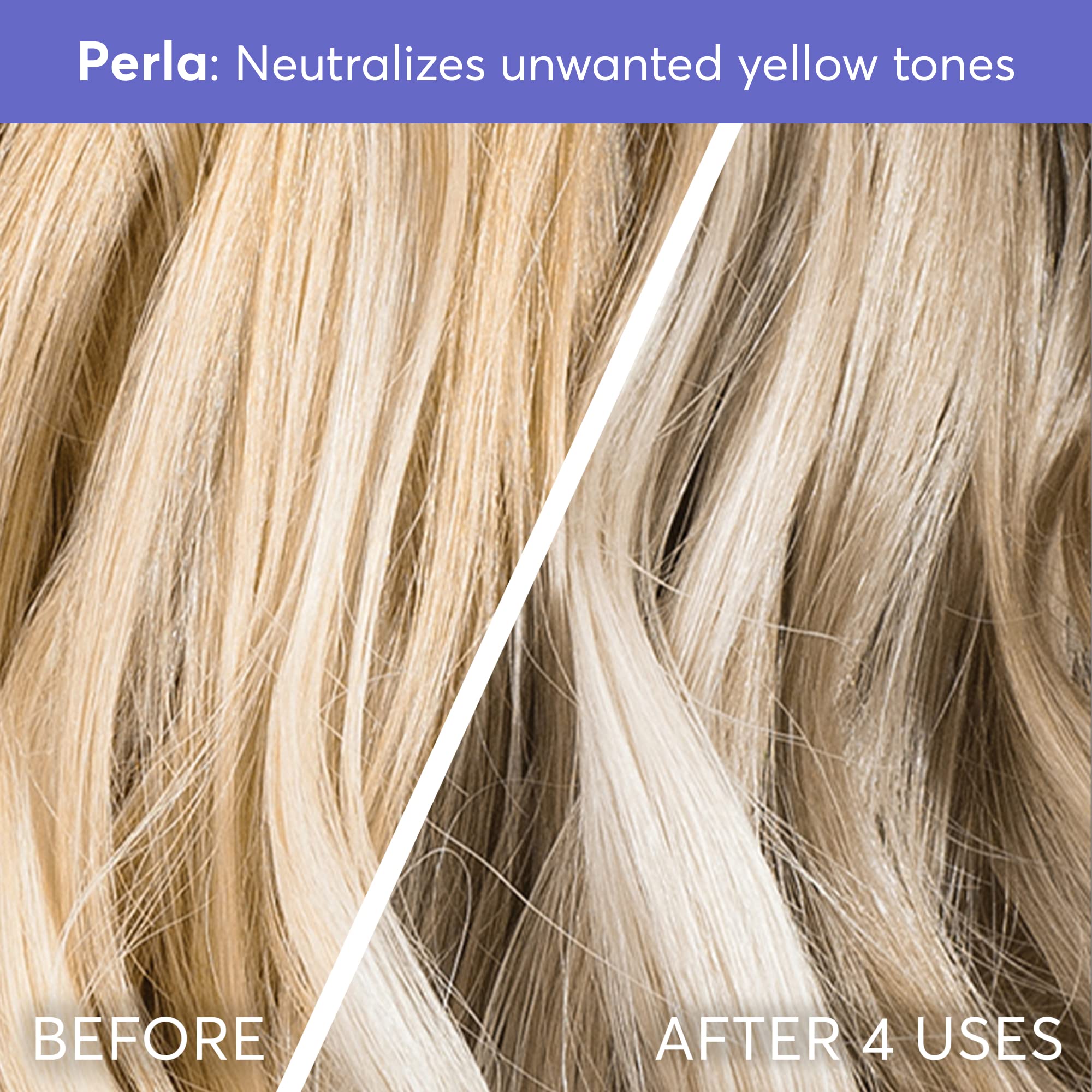 After use: glossy hair with Perla color therapy deposit