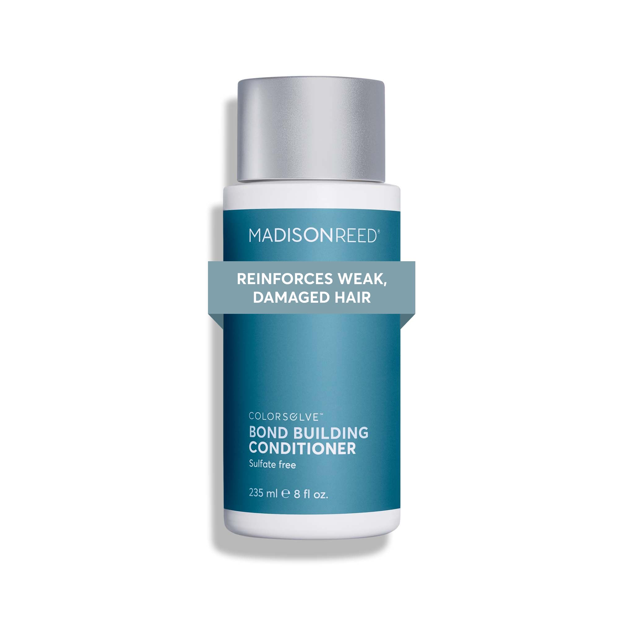 Madison Reed ColorSolve Bond-Building Conditioner bottle strengthens damaged hair while protecting color.