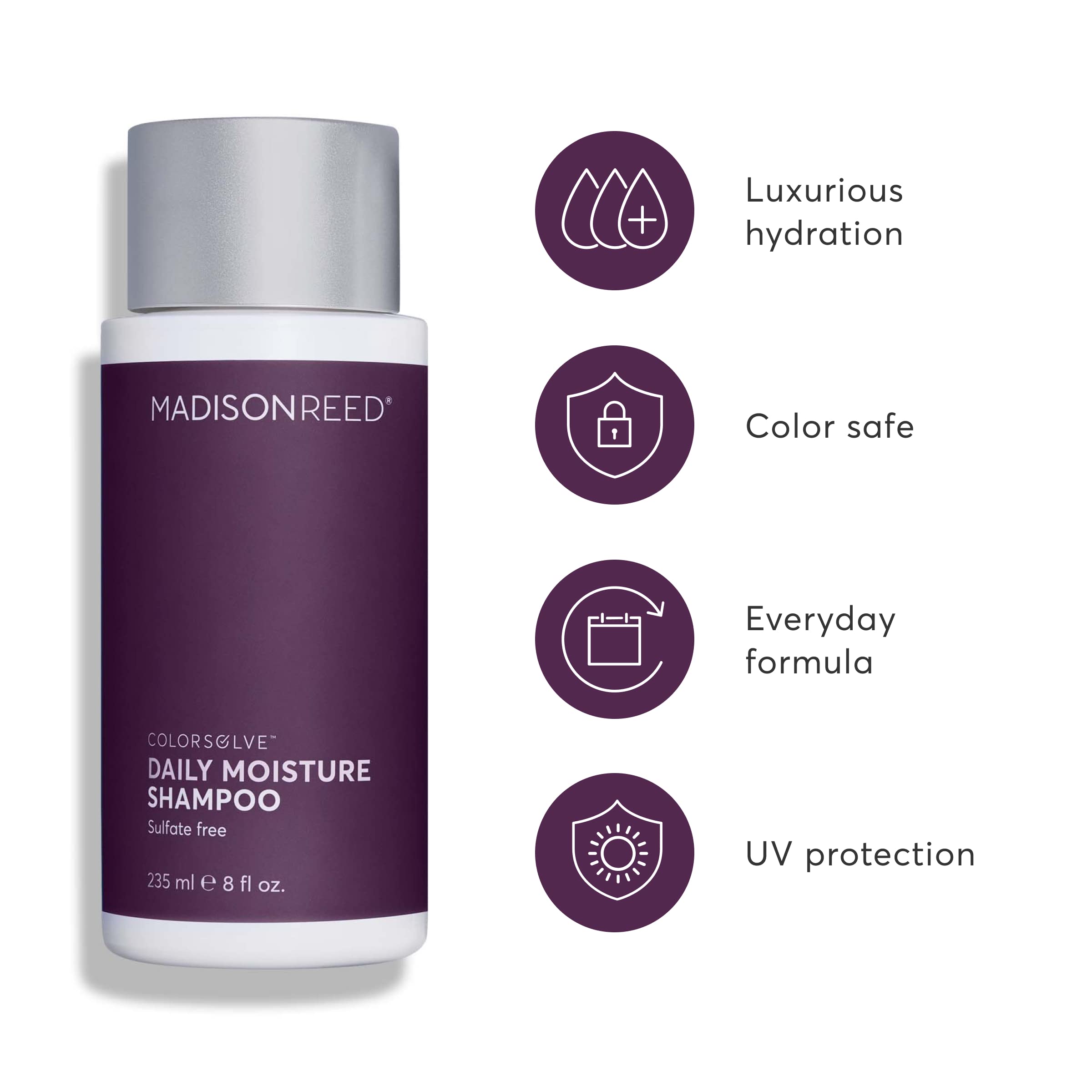 Colorsolve daily moisture shampoo lather close-up shows gentle cleansing preserving moisture and color.