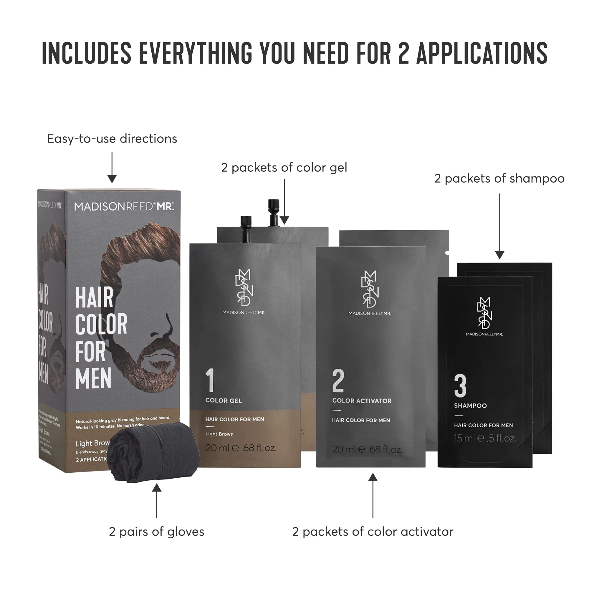 Madison Reed Mr. Hair Color Light Brown activator ensures smooth coverage.