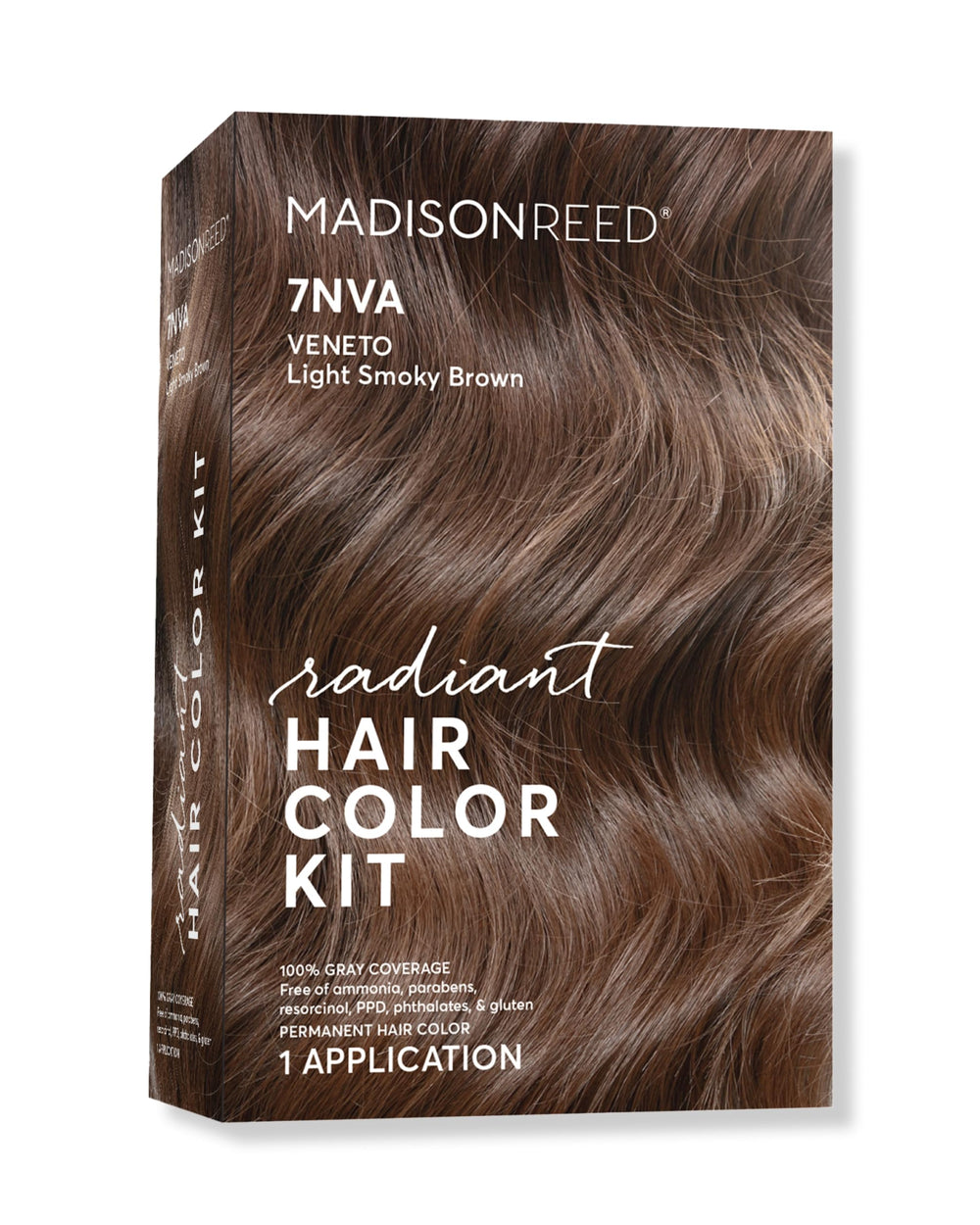 Madison Reed Radiant Color 7NVA bottle pour showing gray blending capabilities for a natural look