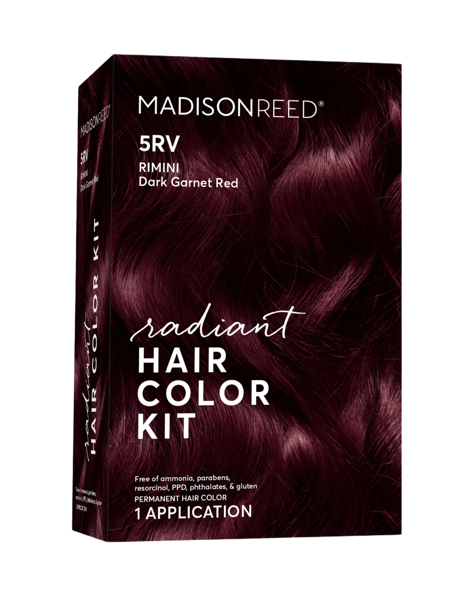 Madison Reed Radiant Color Kit 5RV dark garnet red for vibrant red-violet tones.