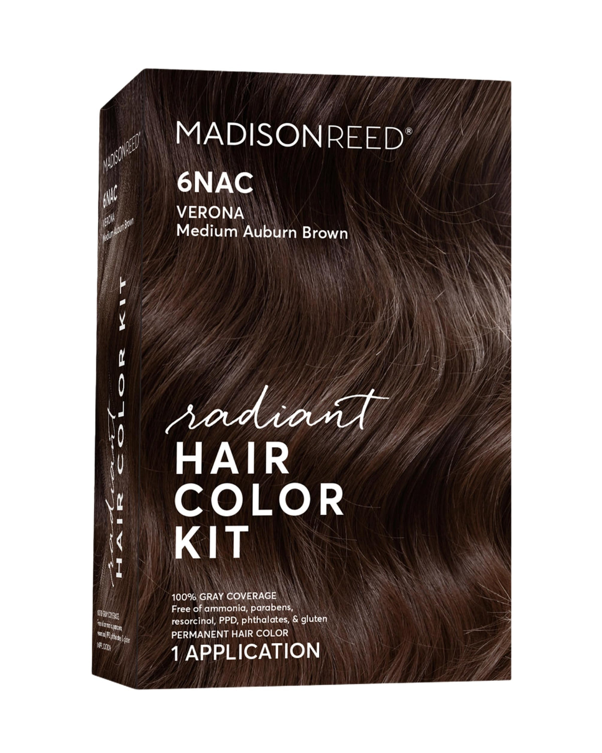 Madison Reed Radiant Color Kit 6NAC Verona pour shows even color with copper undertones.