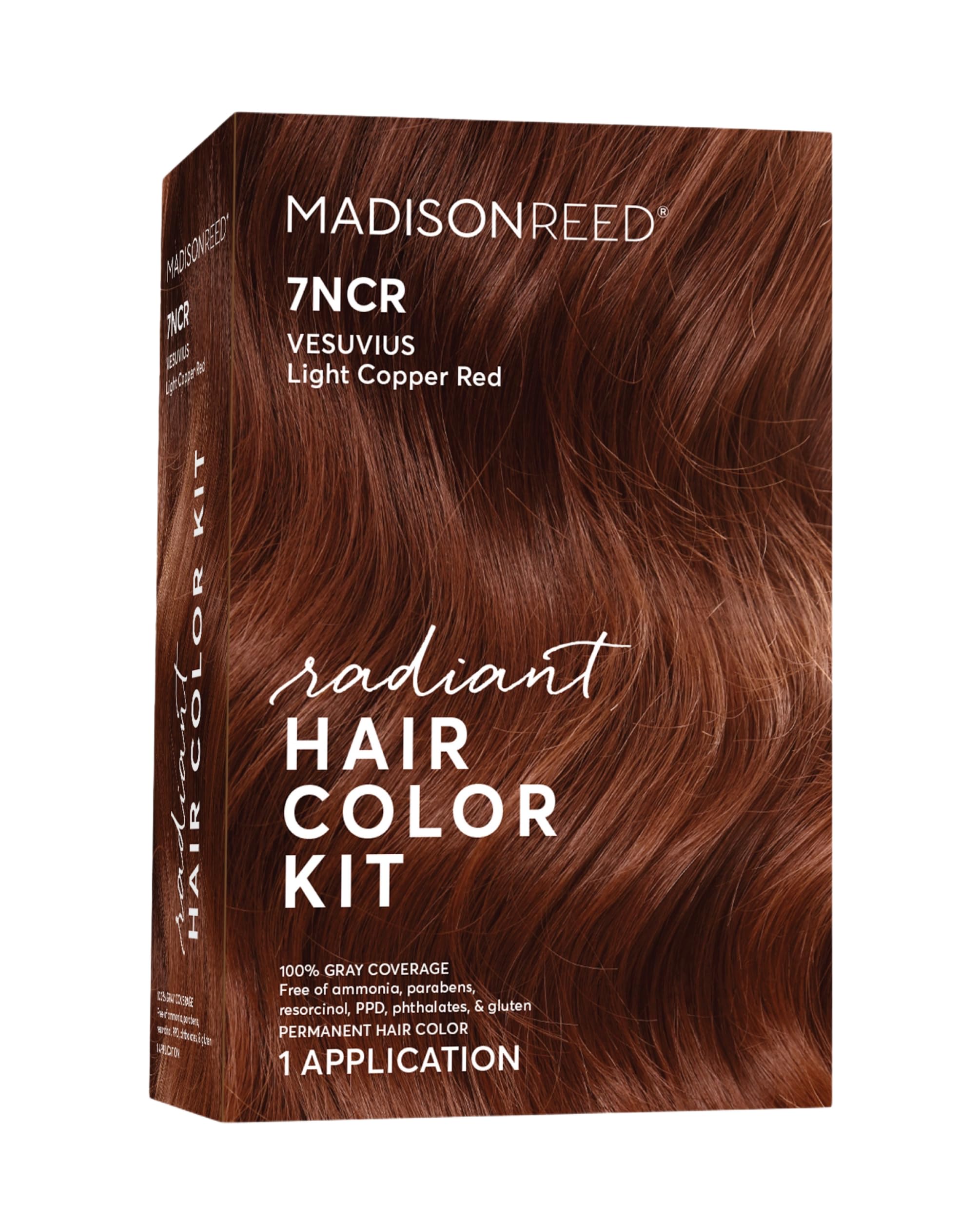 Madison Reed Radiant Color Kit 7NCR light copper red bottle for at-home application.