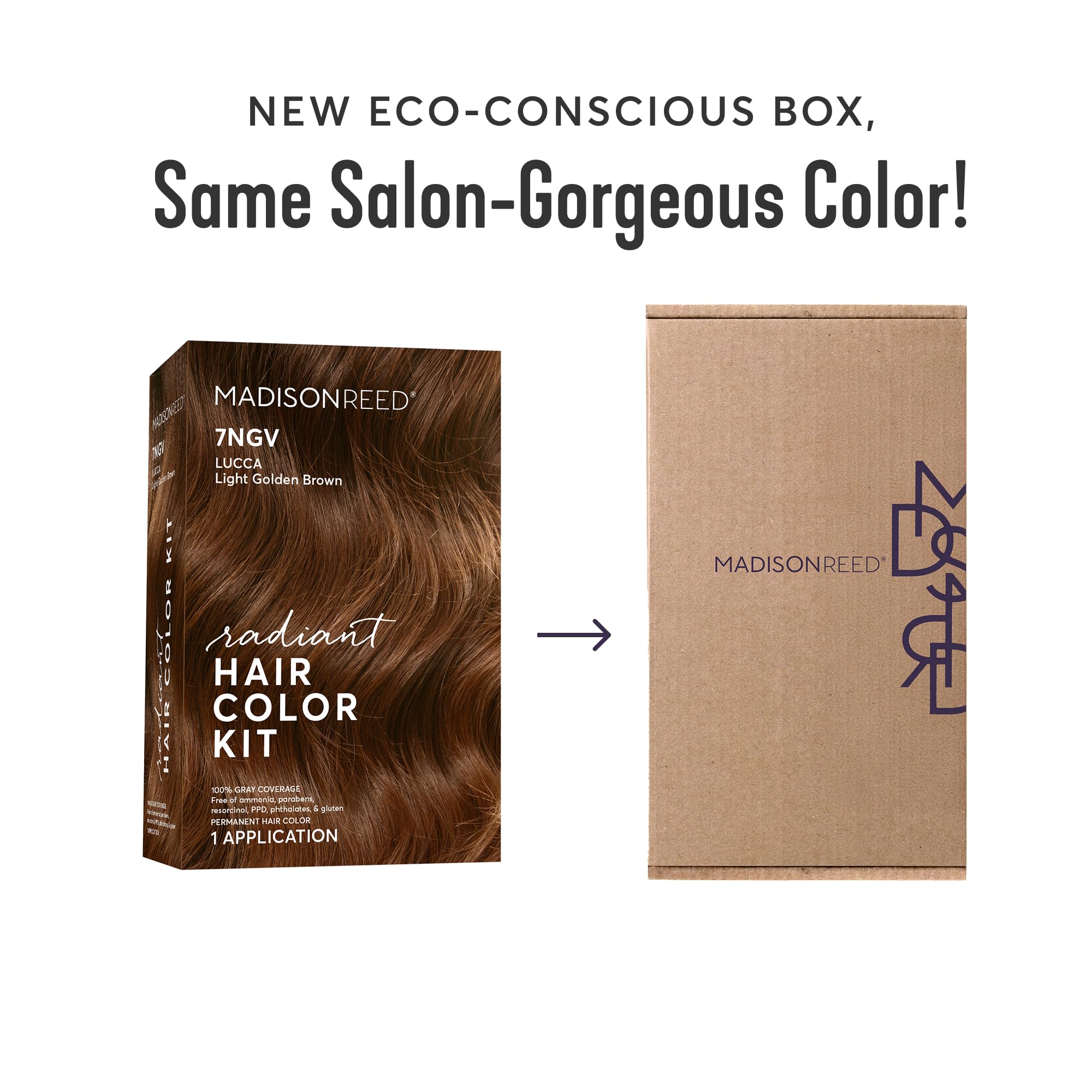 Madison Reed Radiant Cream Color blends grays with golden brown tones