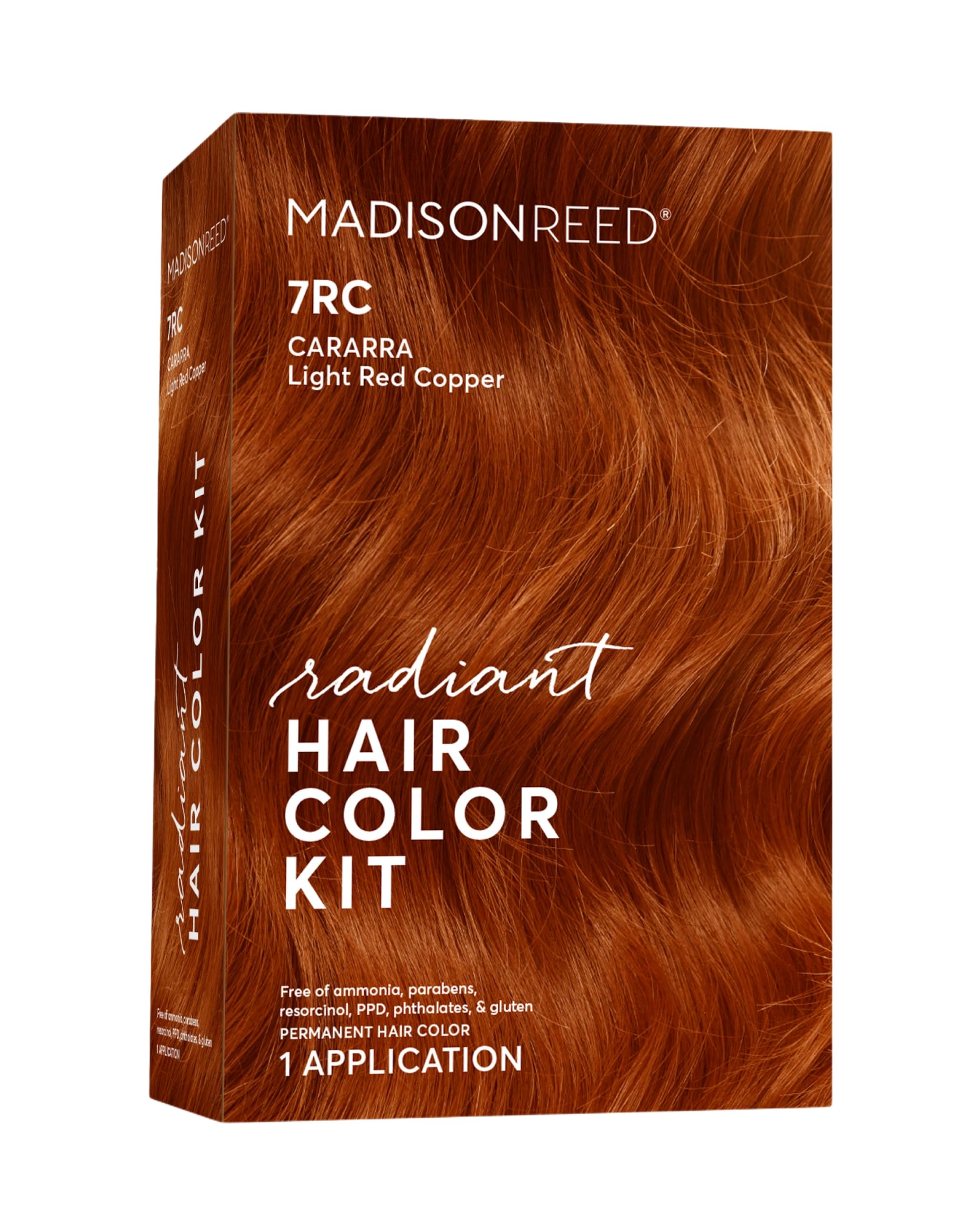 Madison Reed Radiant Color Kit bottle pour for bold ginger red shade.
