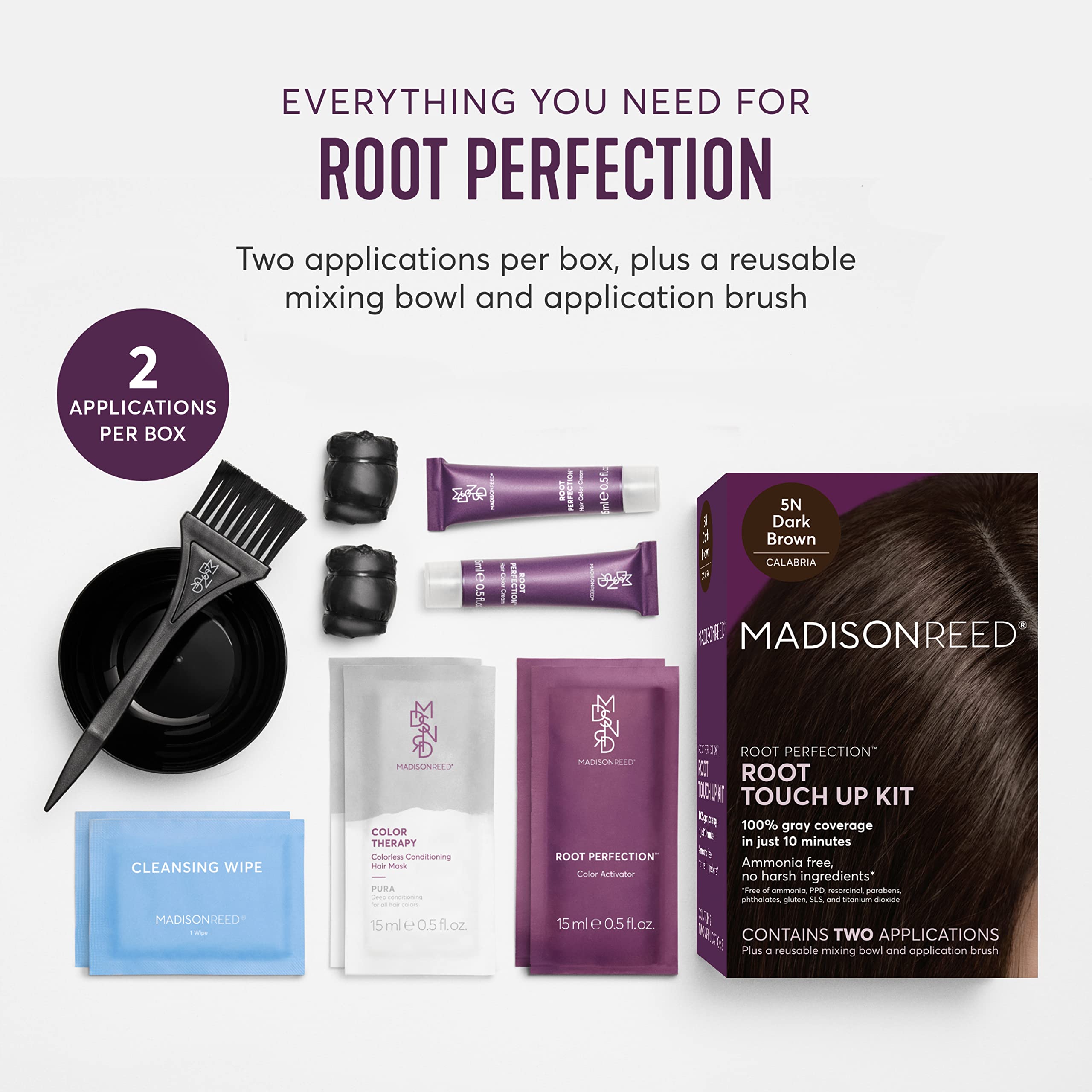 Close-up of 10-minute application using Madison Reed Root Perfection