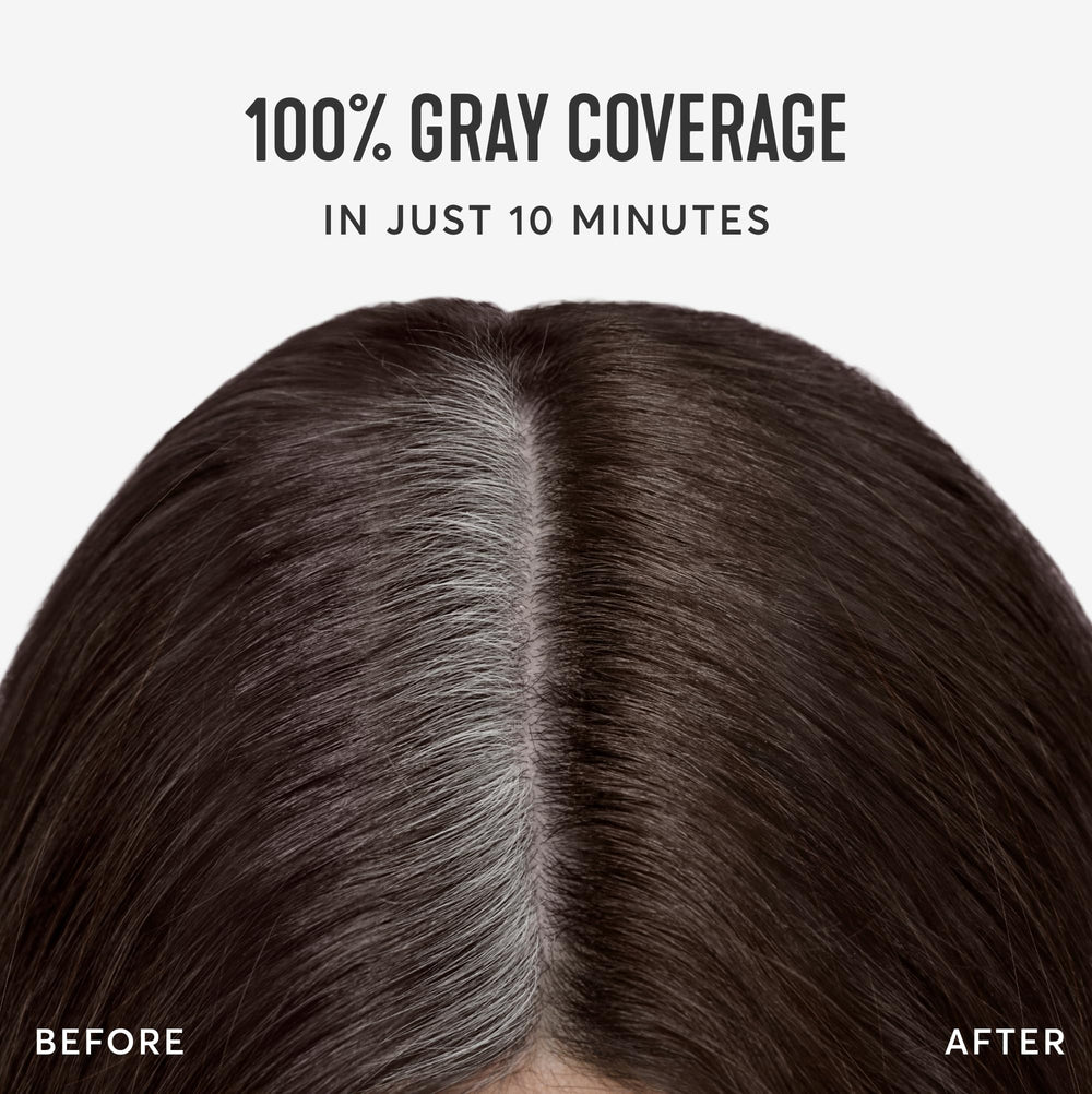 Gray coverage close-up with ammonia-free formula by Madison Reed Root Perfection