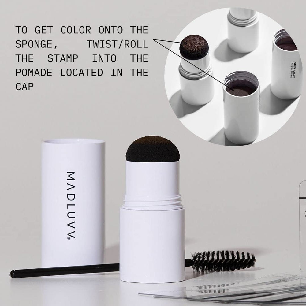 MADLUVV brow color cap pigment releases color for sparse areas.