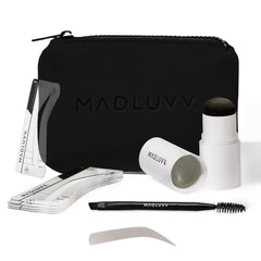 MADLUVV Brow Stamp Kit with nine stencils for versatile brow shapes and precision.