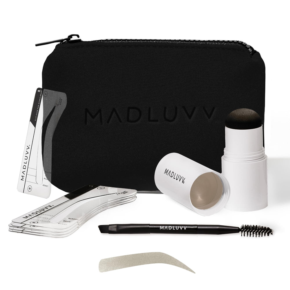 MADLUVV Brow Stamp Kit with stencil shapes for quick, natural brows
