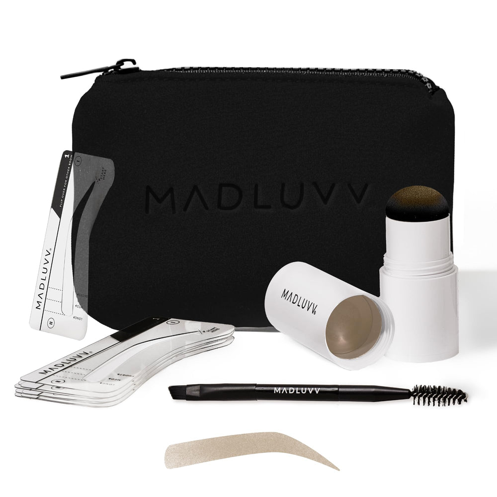 MADLUVV kit tampon sourcils avec boîtier voyage pour retouches rapides