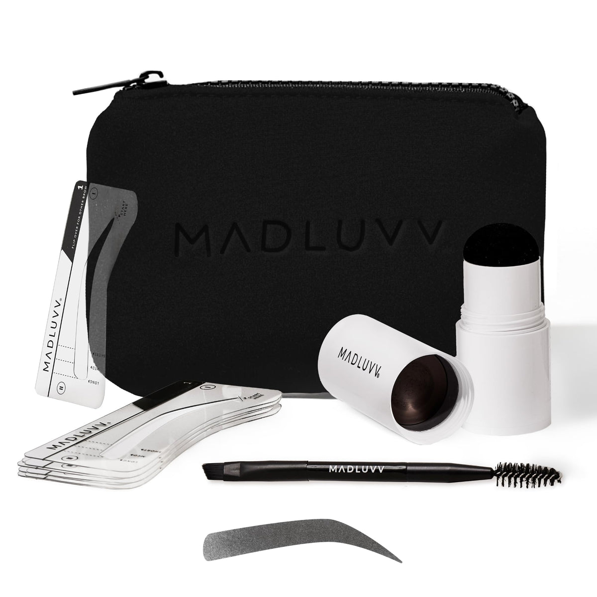 MADLUVV Brow Stamp Kit with nine shapes for fast natural-looking brows