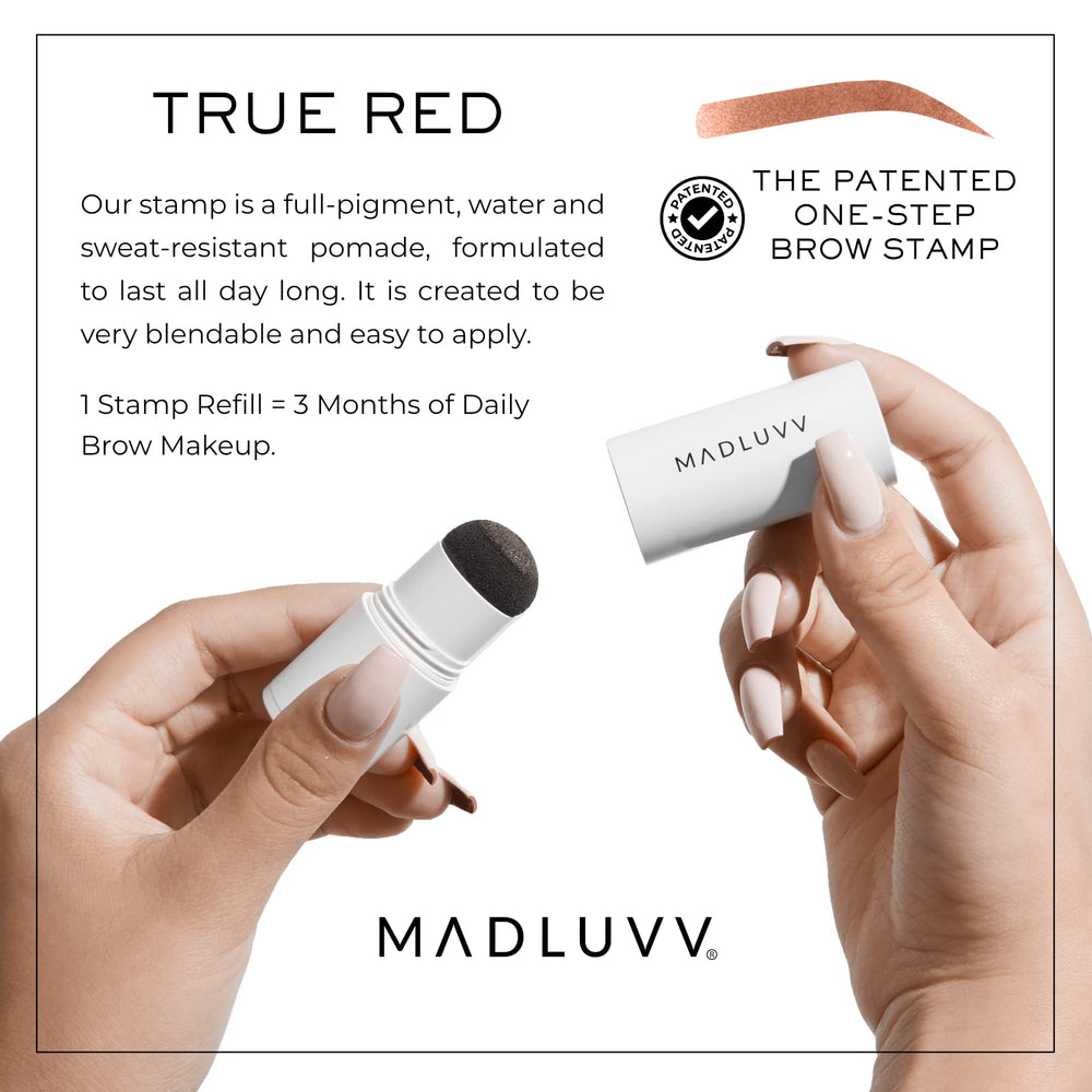 MADLUVV Brow Stamp Refill cap release reveals pigment for quick use