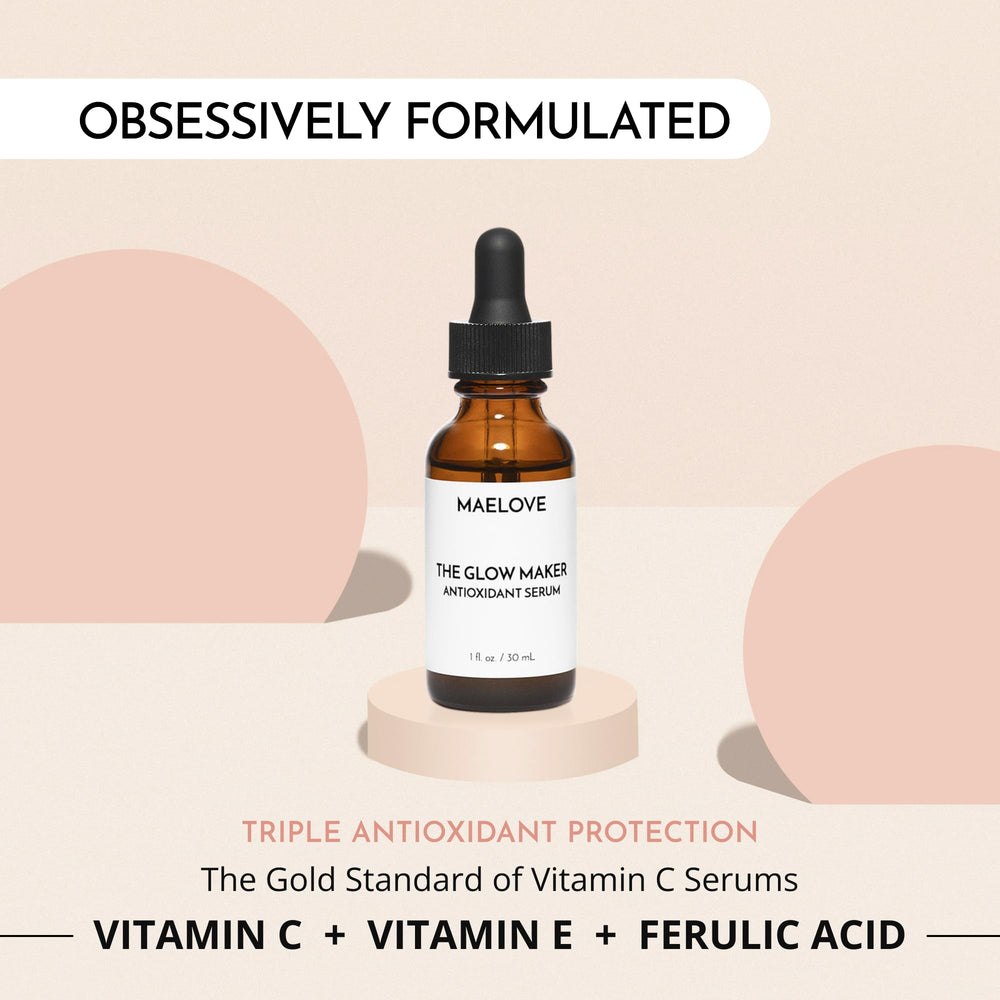 MAELOVE Glow Maker serum texture image conveys lightweight, fast-absorbing hydration.