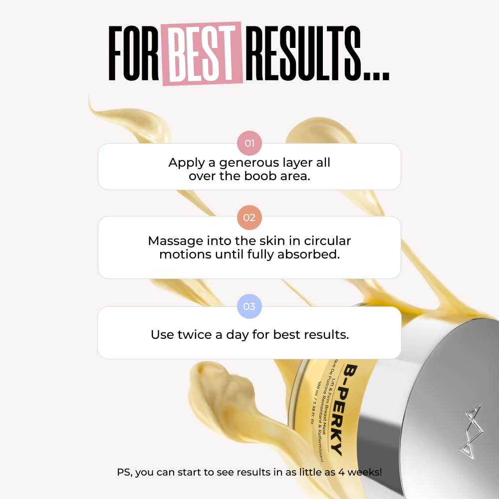 MAËLYS B-PERKY bust mask after-use glow appears with consistent use