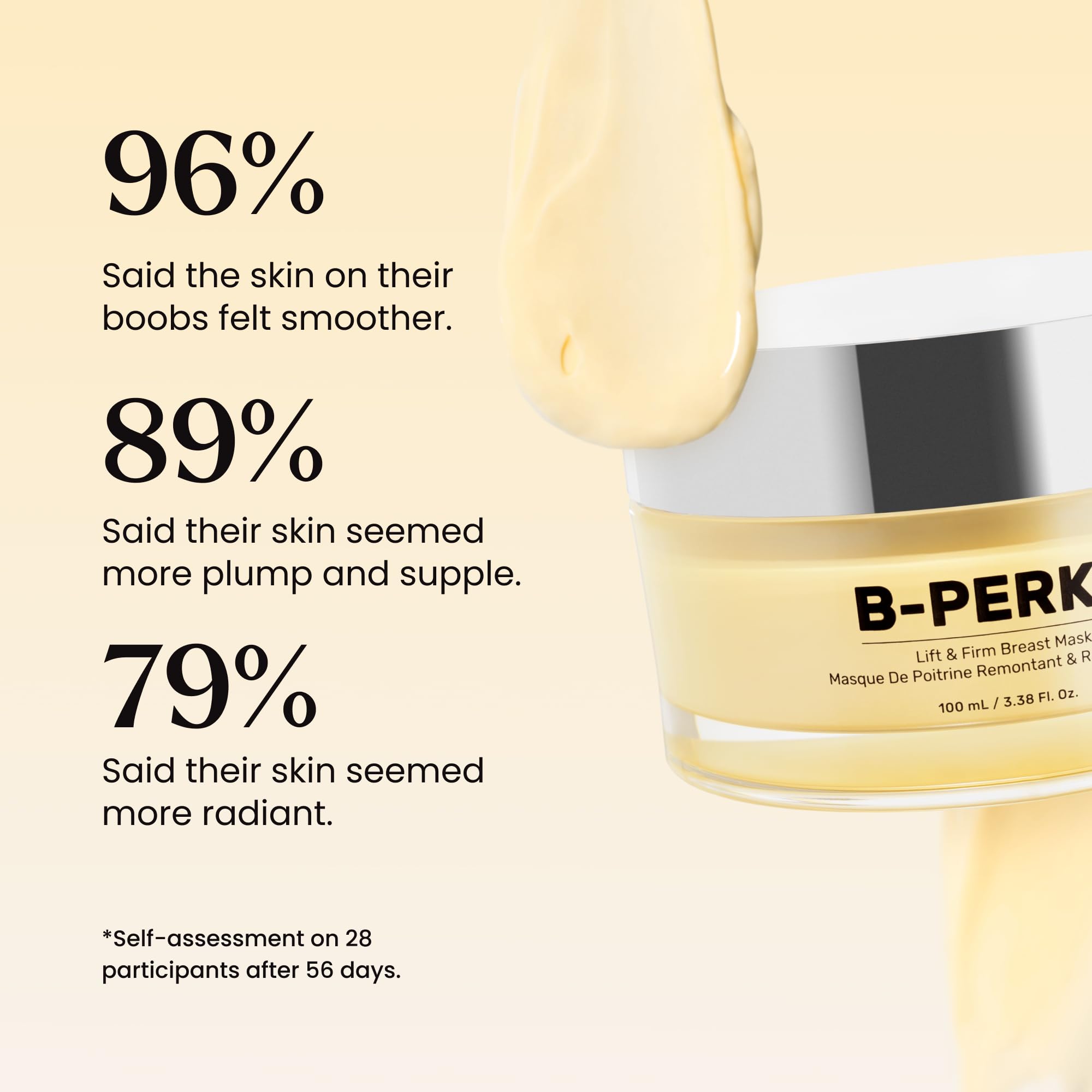 MAËLYS B-PERKY bust mask finish on skin suggests a refreshed look