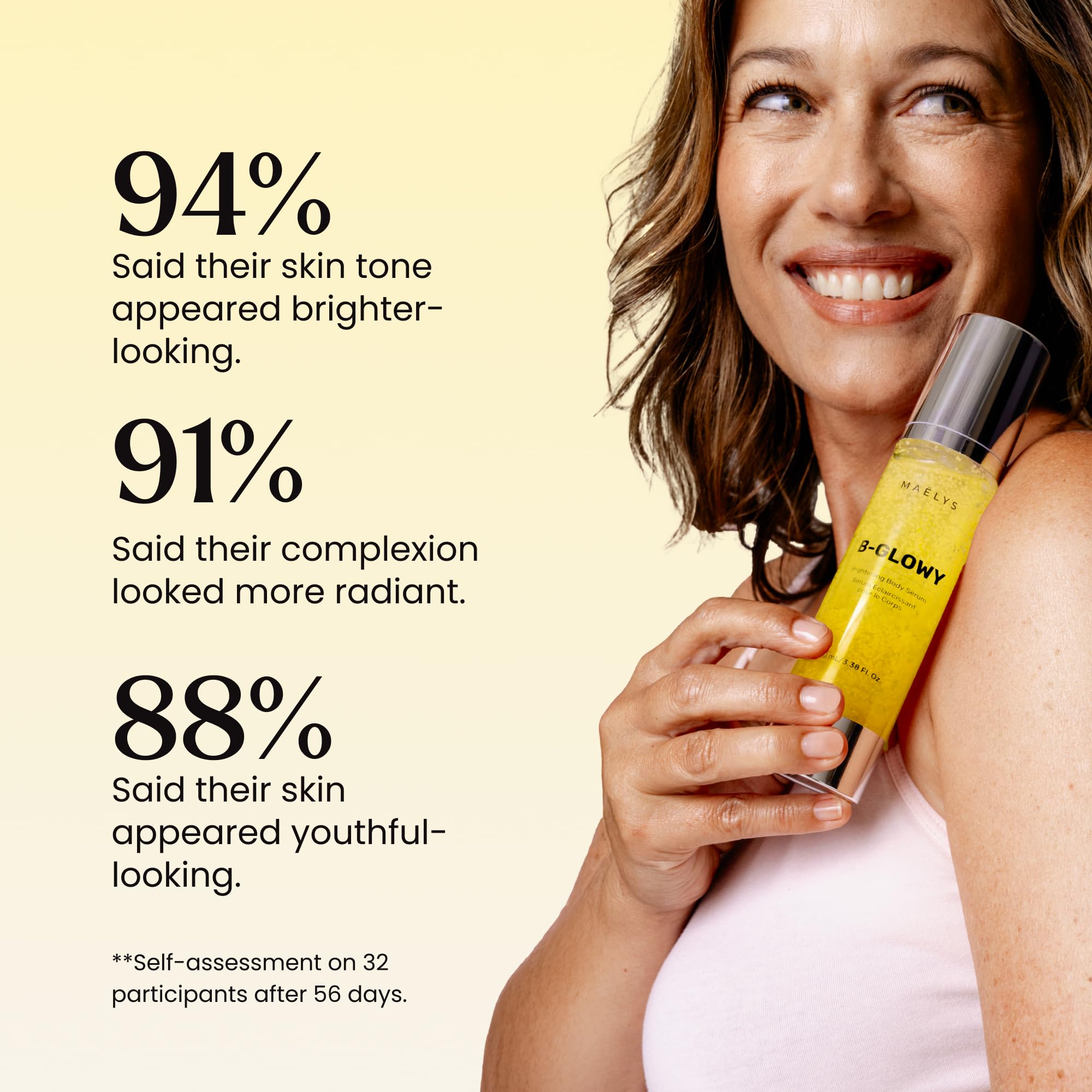 After-application glow on skin with MAËLYS B-GLOWY finish