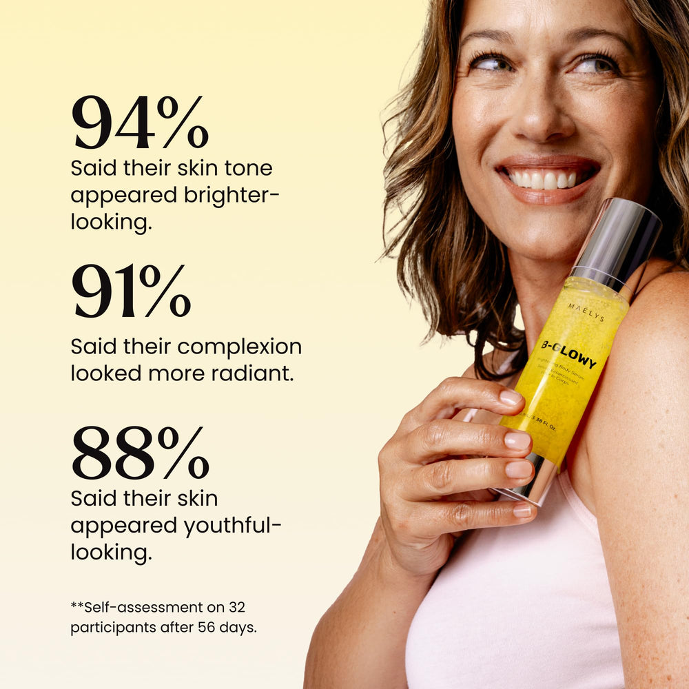 After-application glow on skin with MAËLYS B-GLOWY finish