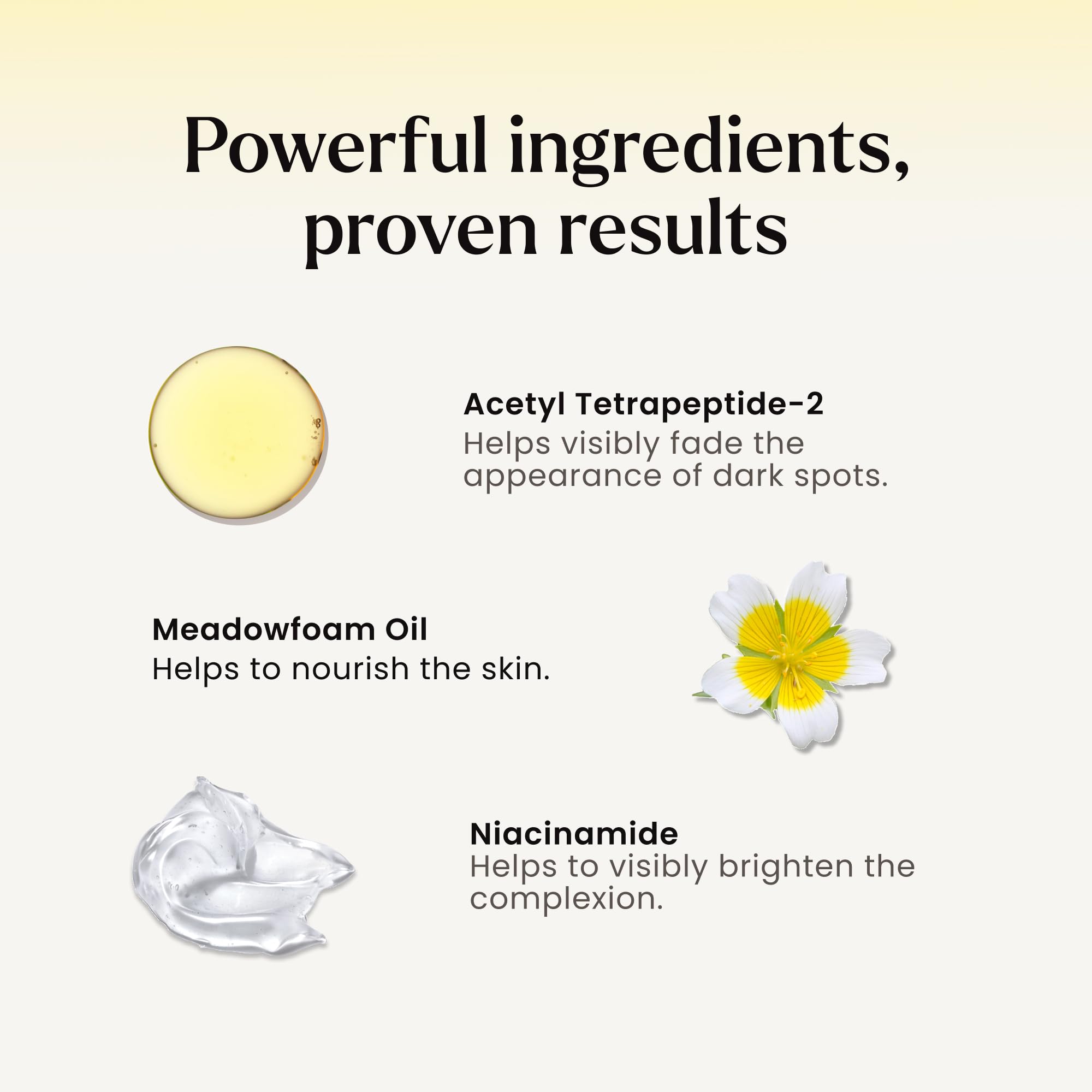 Niacinamide and Meadowfoam ingredients close-up in MAËLYS B-GLOWY