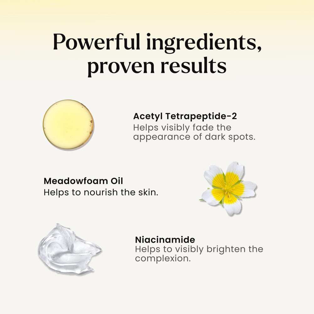Niacinamide and Meadowfoam ingredients close-up in MAËLYS B-GLOWY
