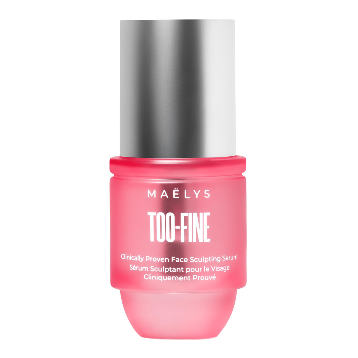 Maelys Too-Fine serum bottle suggesting sculpted facial contours.