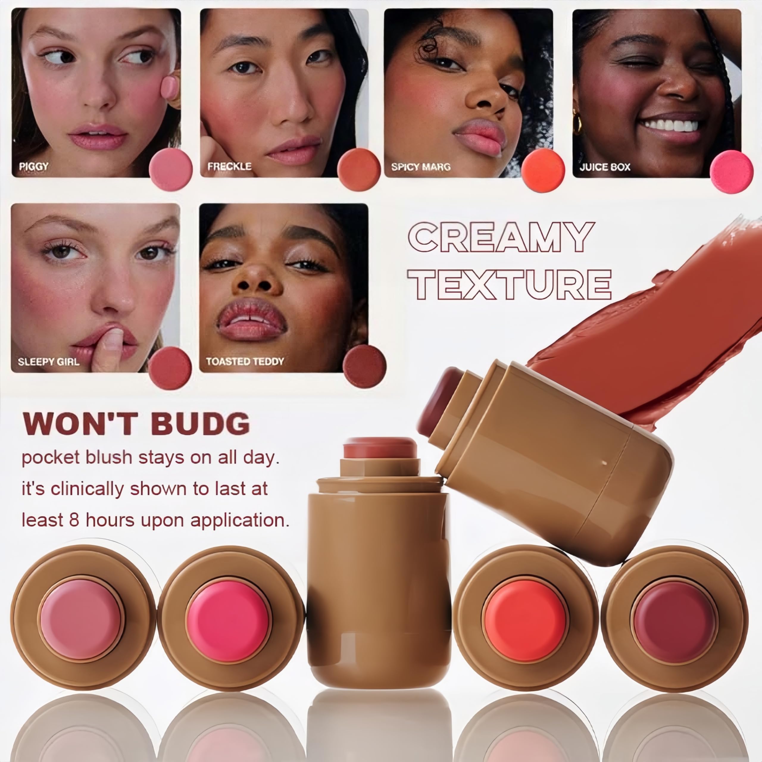 MAEPEOR Matte Blush Stick shows buildable pigmentation