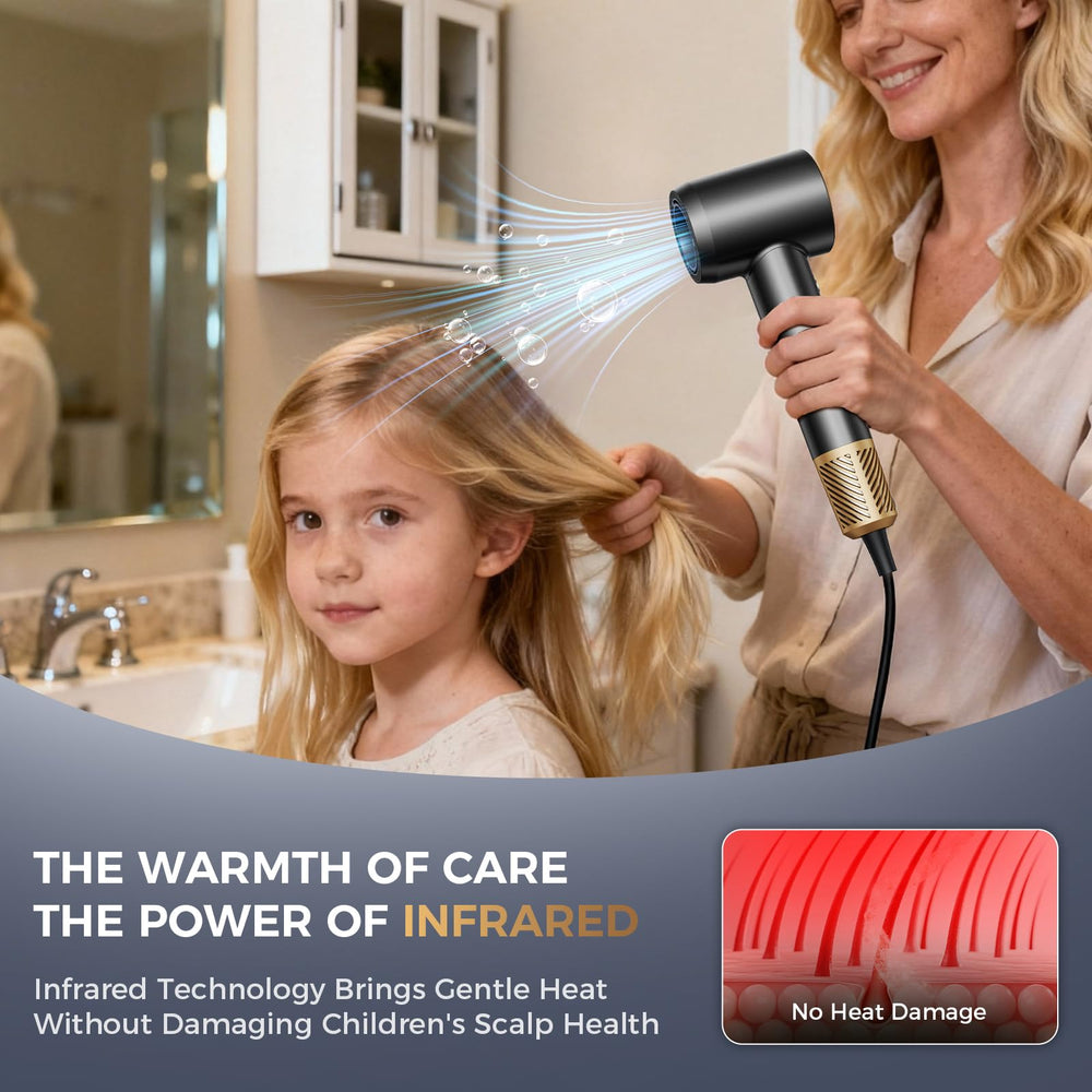 MaeySaey quiet hair dryer with ergonomic design for peaceful mornings