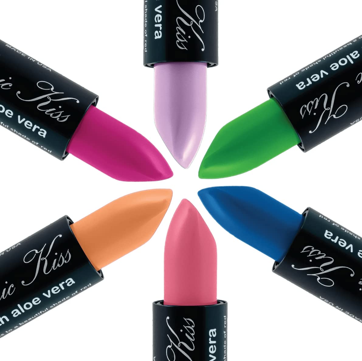 Magic Kiss Aloe Vera lipstick hydrates lips while delivering evolving color with wear.