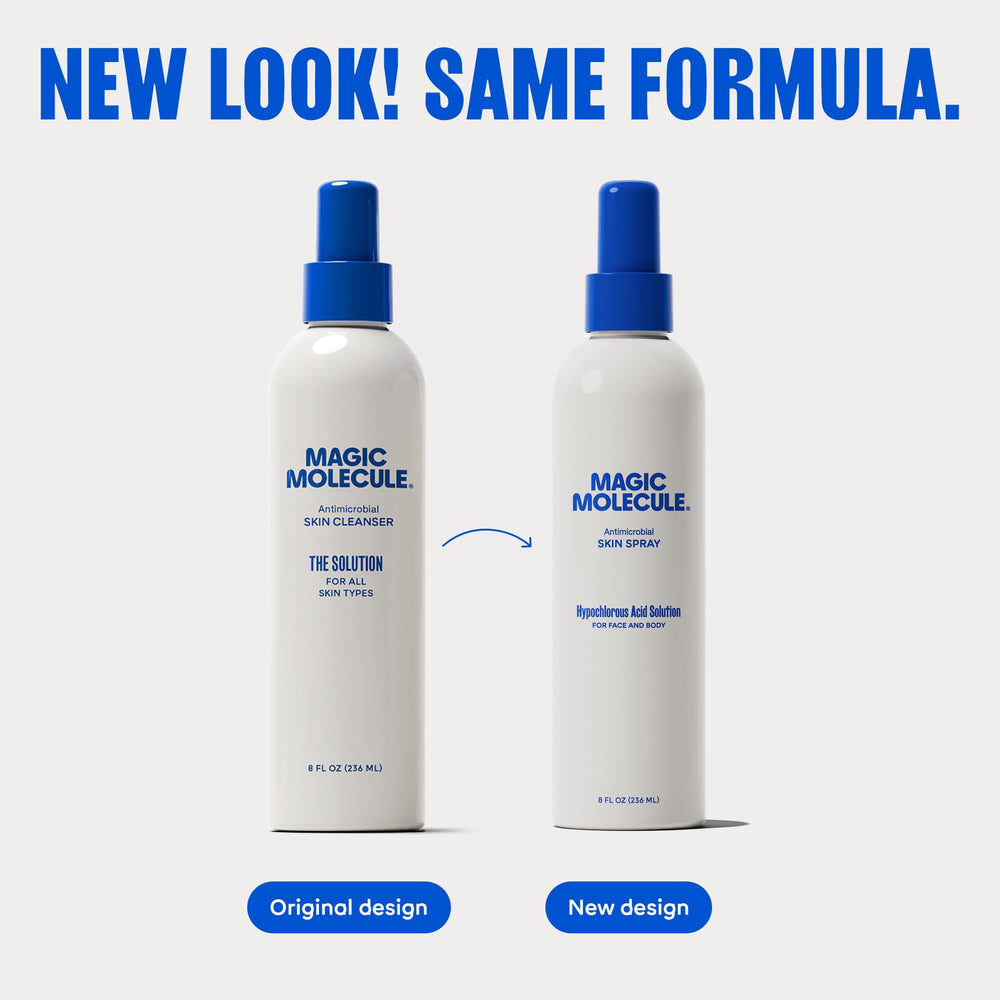 Magic Molecule spray dispense for easy, targeted application on skin.
