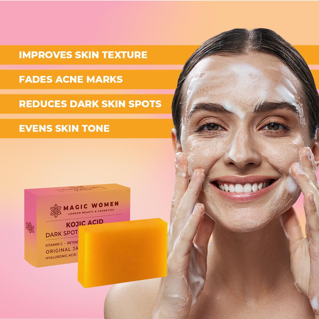 Magic Women Kojic Acid Soap lather showing creamy cleansing for face and body.