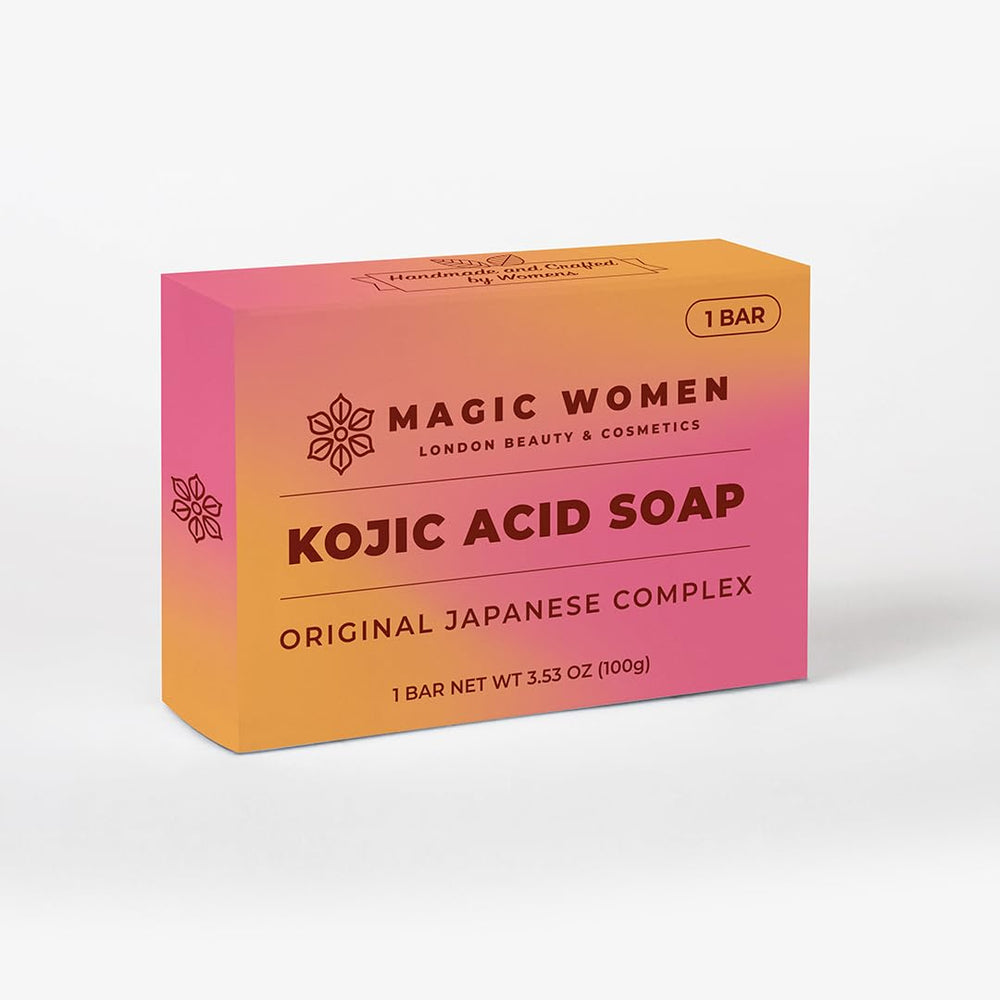 Magic Women Kojic Acid Soap with Vitamin C and retinol nourishes skin.