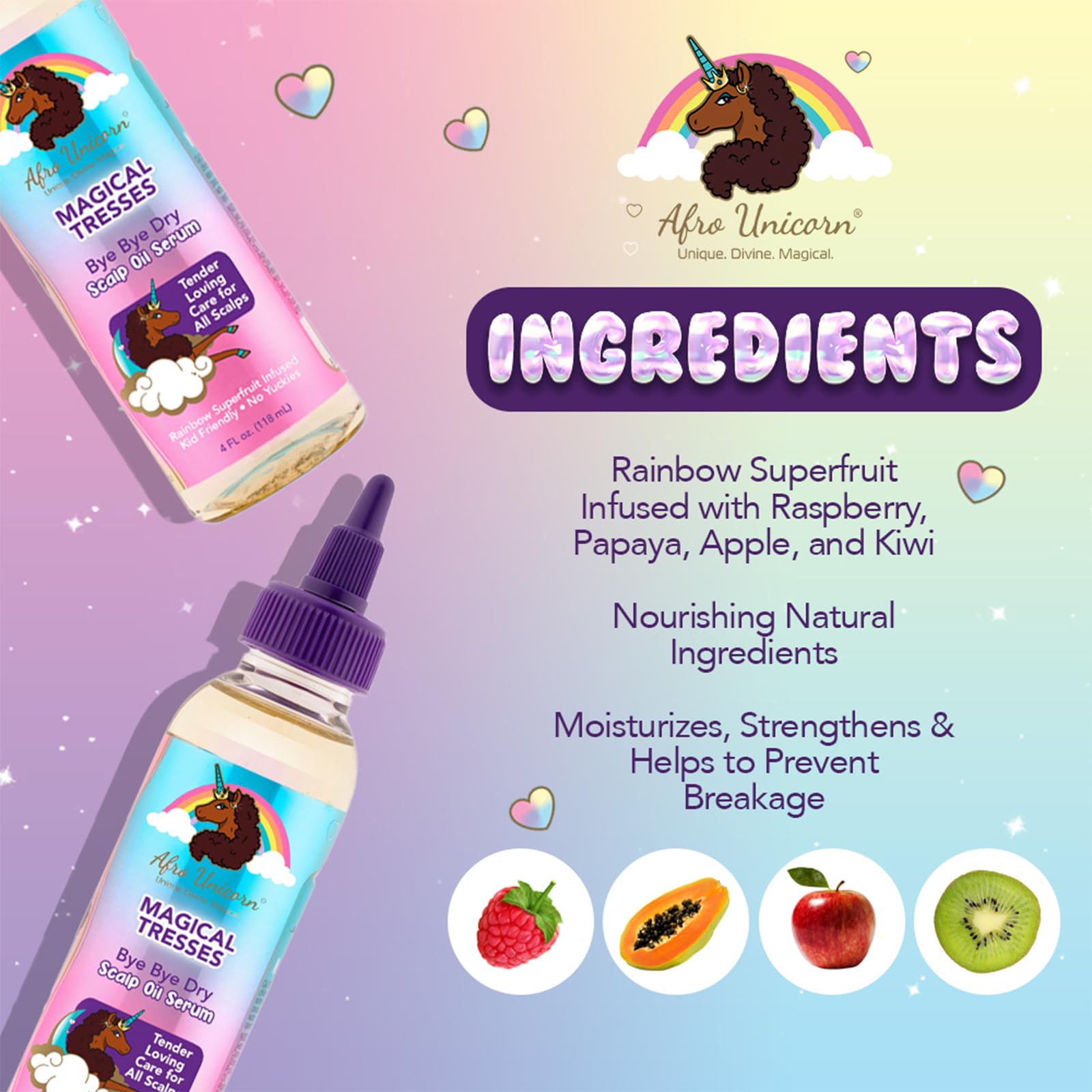 Magical Tresses Bye Bye Dry Scalp Serum being applied to scalp for moisture.