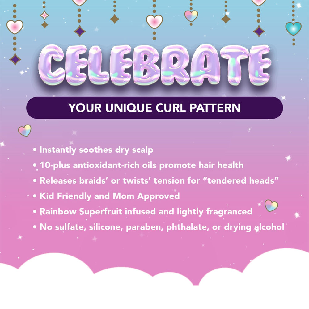 Magical Tresses packaging highlights mom-approved, kid-friendly scalp care.